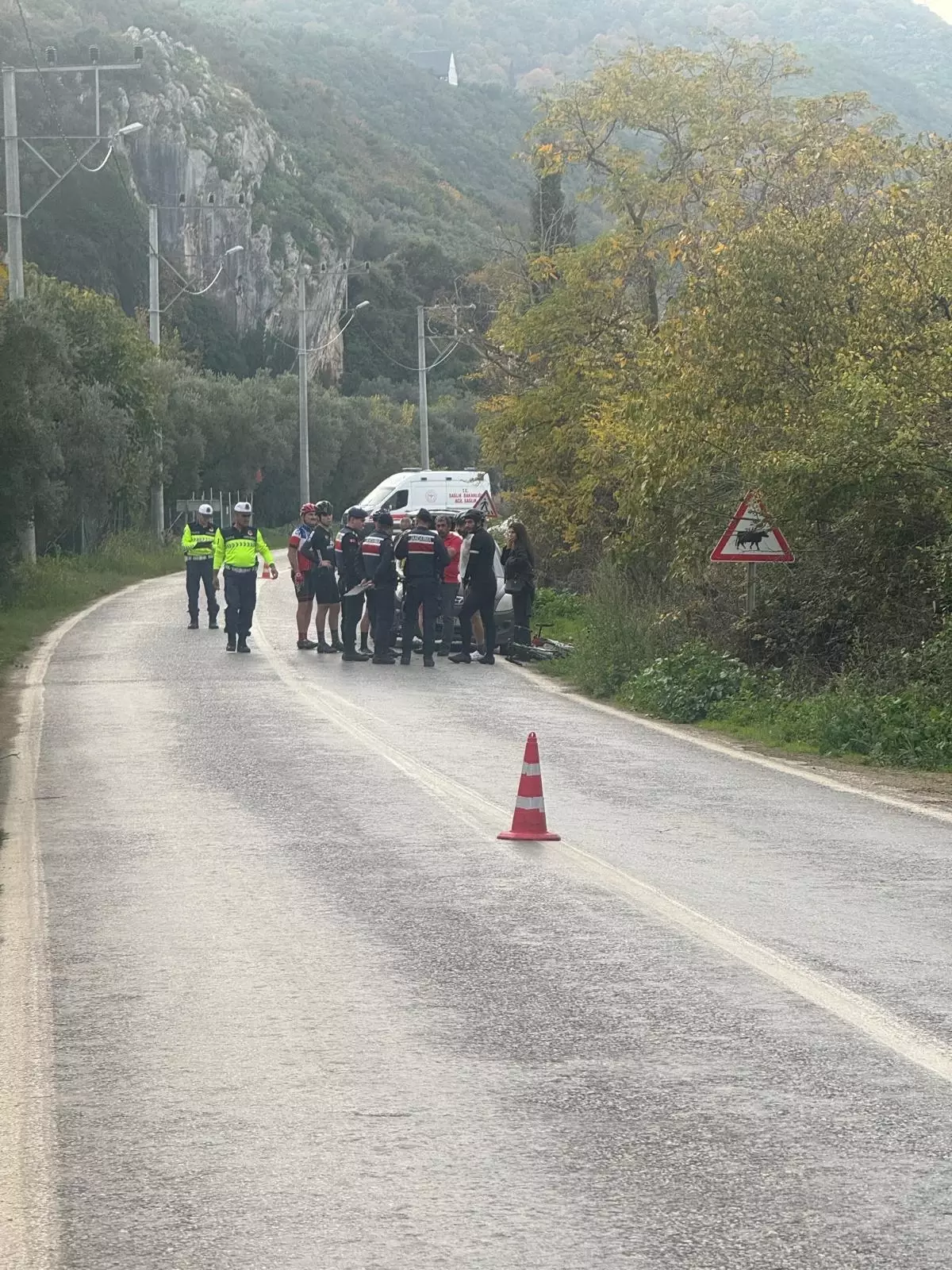 İznik’te Bisiklet Grubuna Araç Çarptı